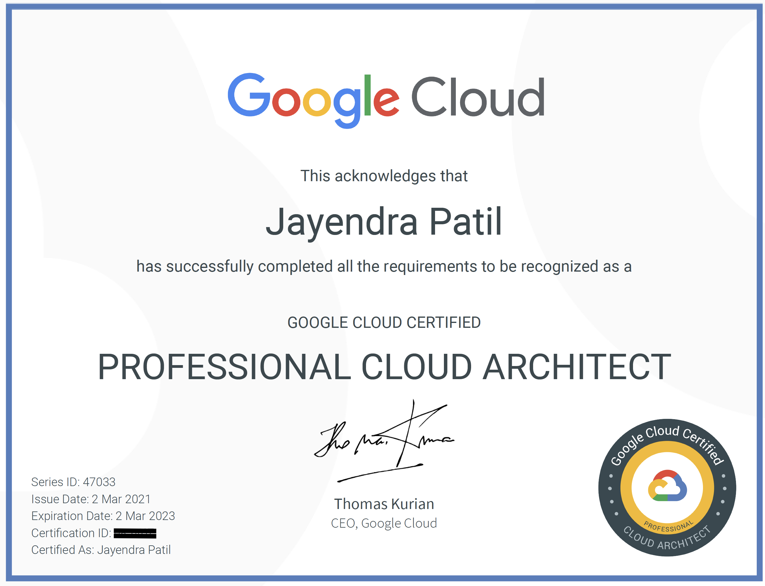 Google Cloud - Professional Cloud Architect Certification learning path