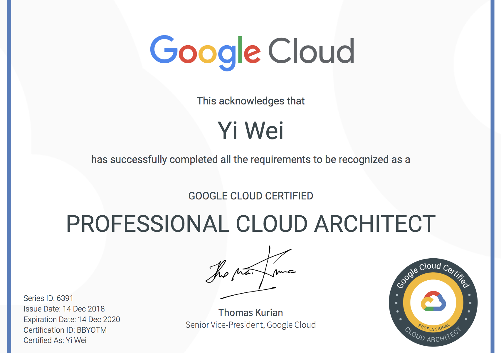 Google Cloud Professional Cloud Architect Certificate – Never Stop Learning