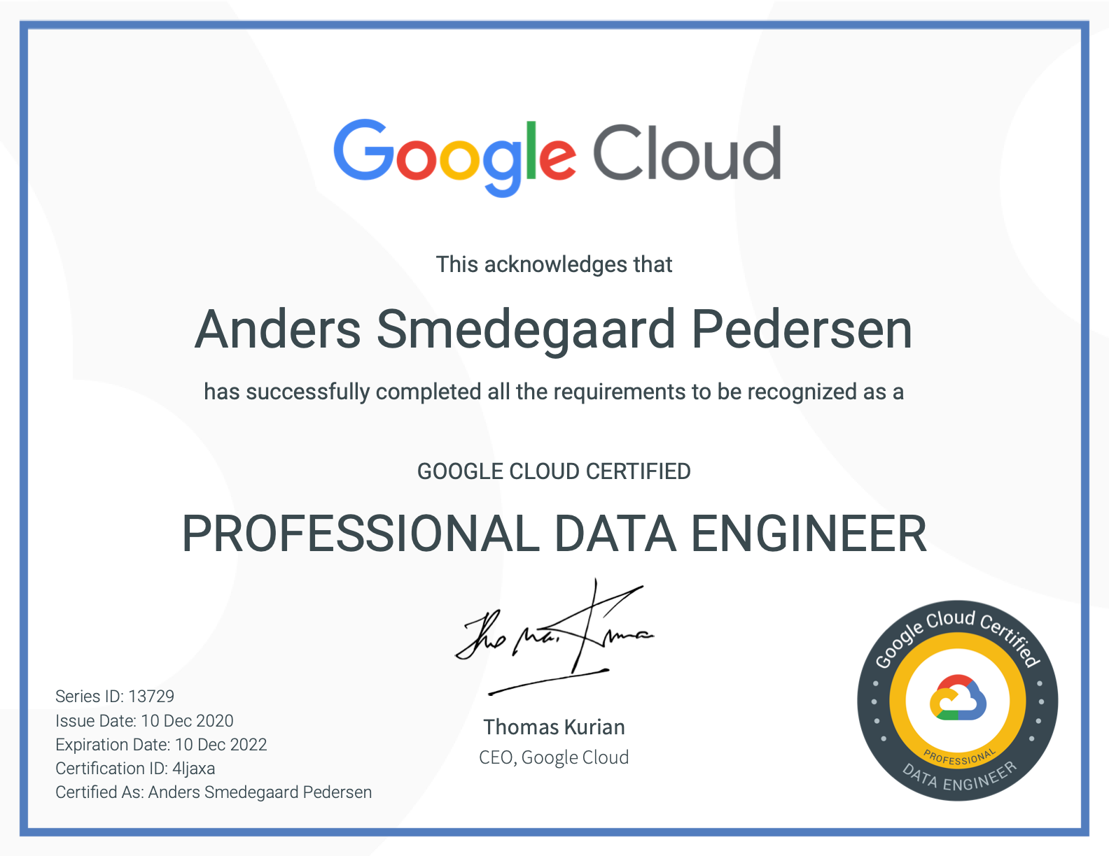 Google Data Engineer Certification Coursera