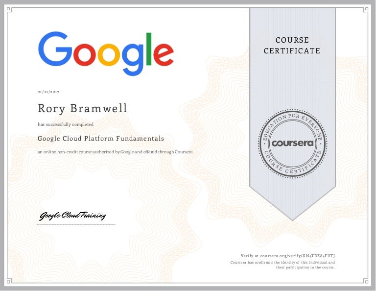 Google Cloud Certification Coursera