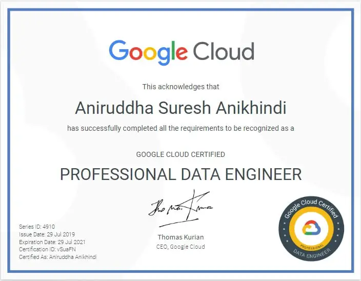 Professional Data Engineer Google